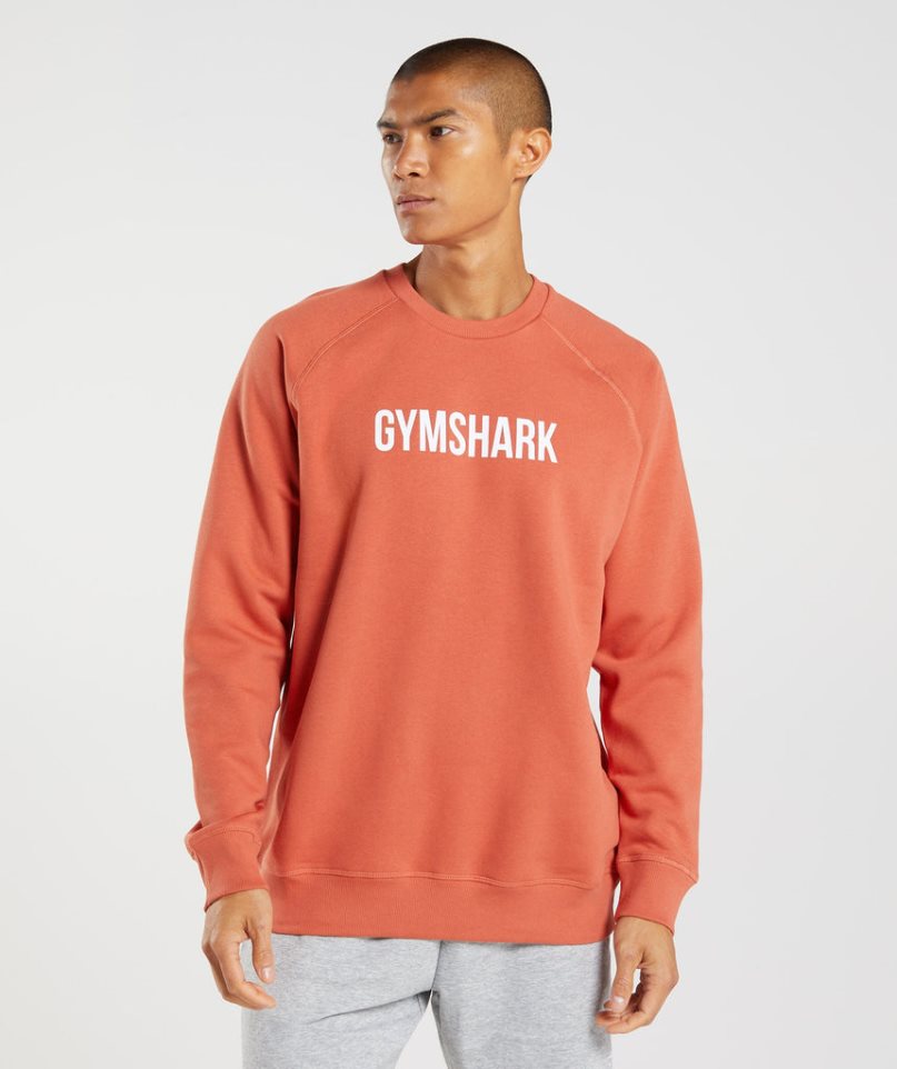 Men\'s Gymshark Apollo Crew Sweatshirts Orange | NZ 8QHTBP